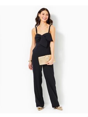 Lilly Pulitzer Black Bow-Front Jumpsuit size 8